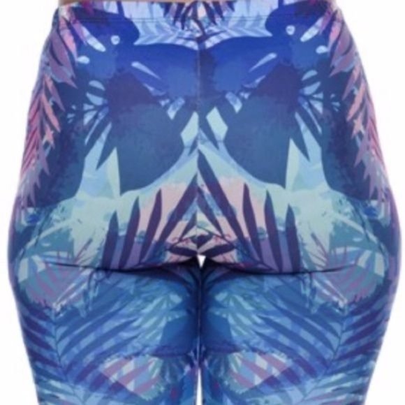 Callie Blue Tropic: Digital Print Graphic YOGA Leggings M L - Picture 14 of 15